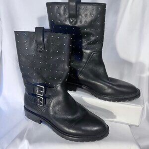 Banana Republic Women's Sz. 9 Black leather Silver Studded Combat Moto Boots